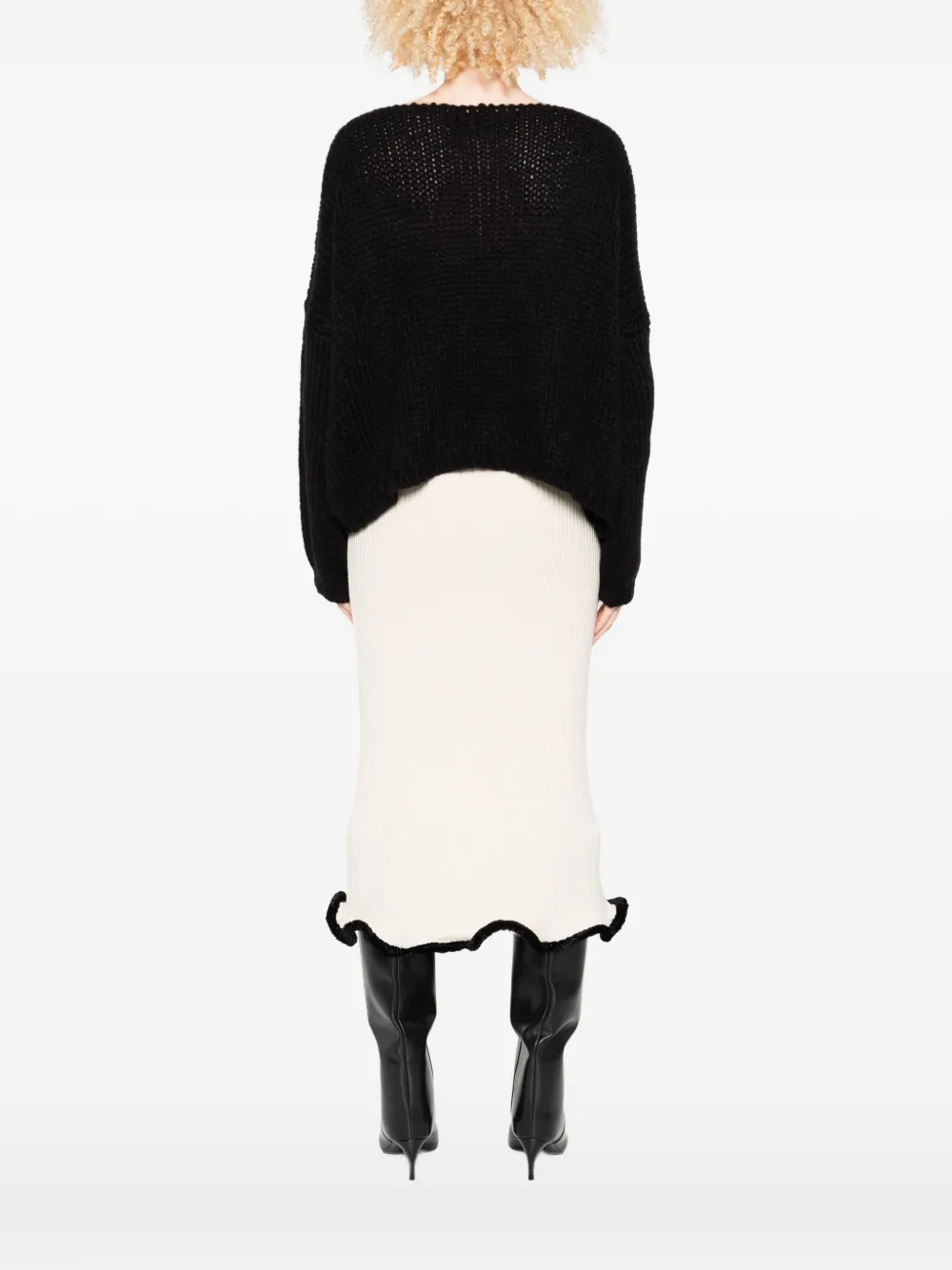 Roberto Collina boat-neck sweater Zwart