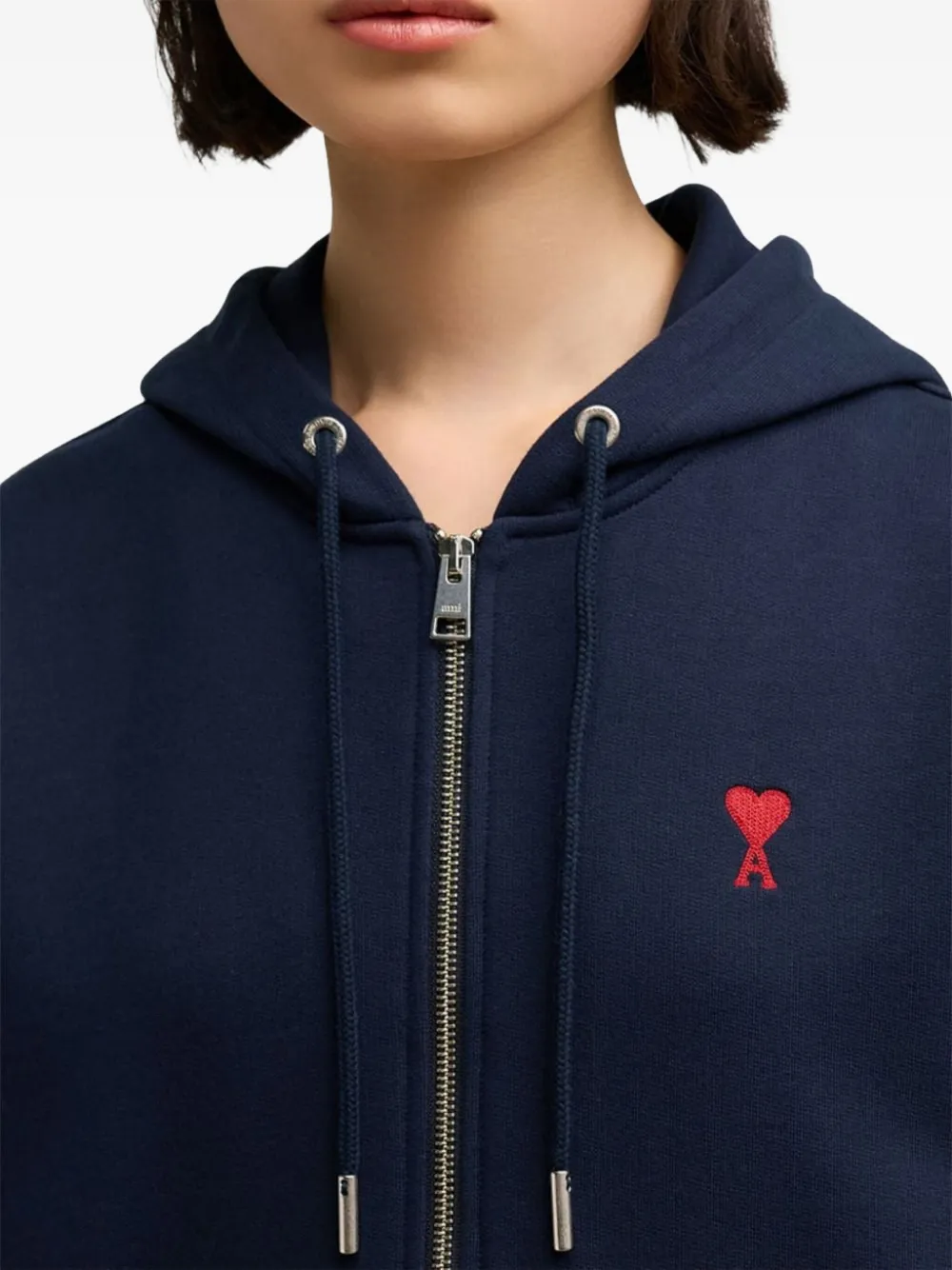 AMI Paris Hoodie met rits en logo Blauw