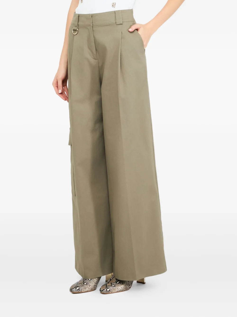 Liu •jo Cotton Cargo Trousers In Green