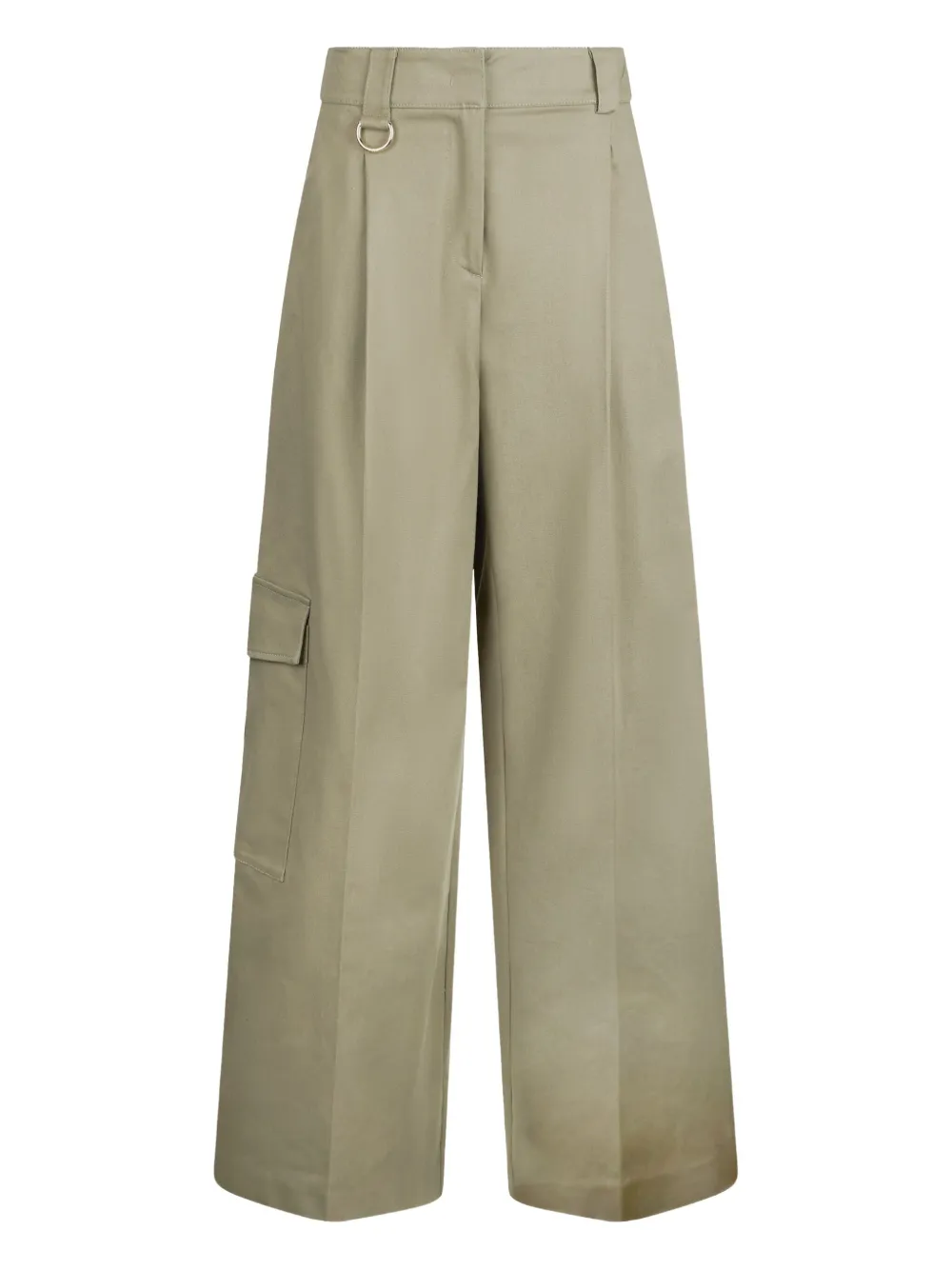 Liu •jo Cotton Cargo Trousers In Green