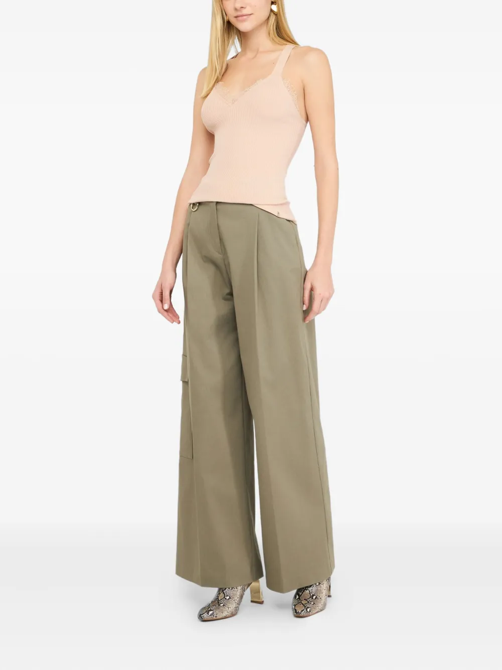 LIU JO Cotton cargo trousers Groen