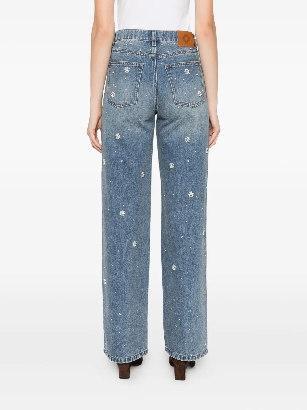 Maje Straight jeans met bloemapplicatie Blauw