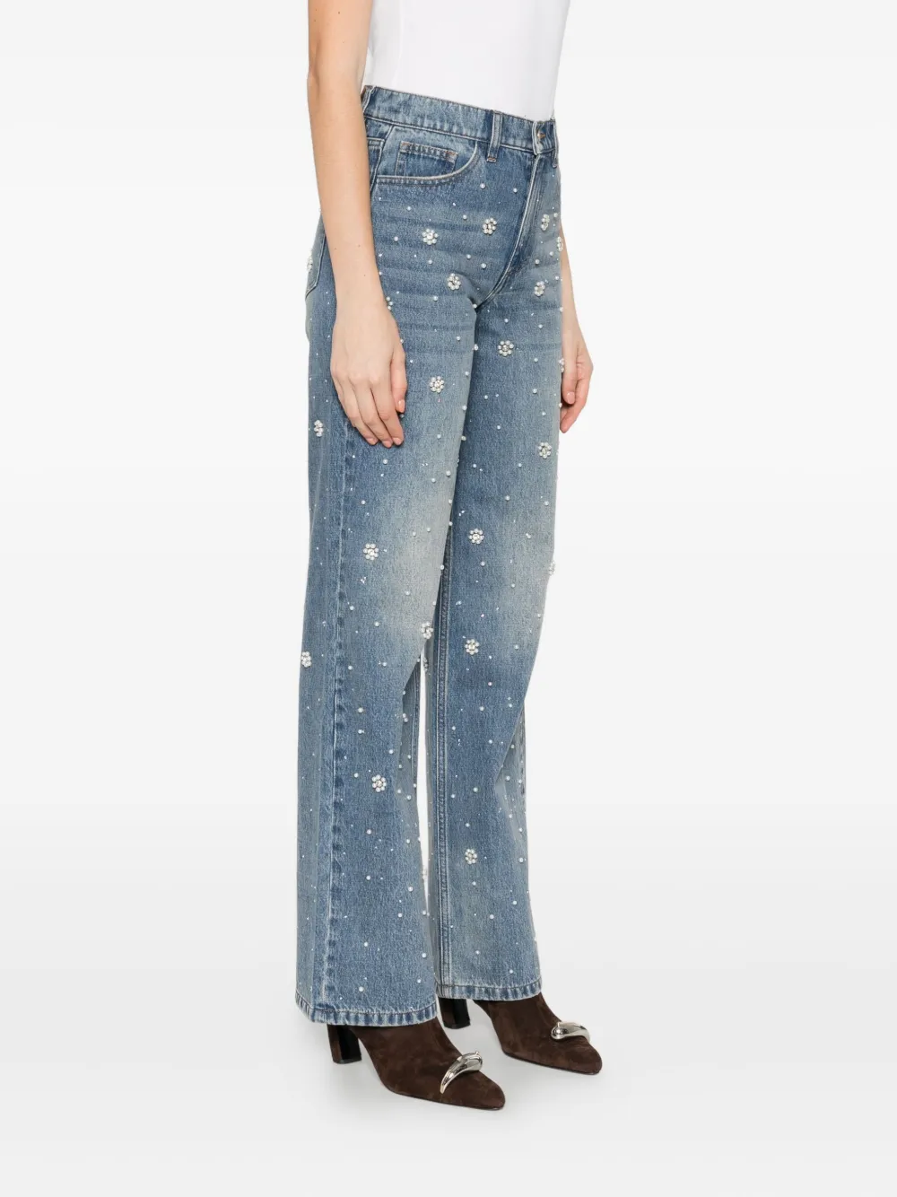 Maje Straight jeans met bloemapplicatie Blauw