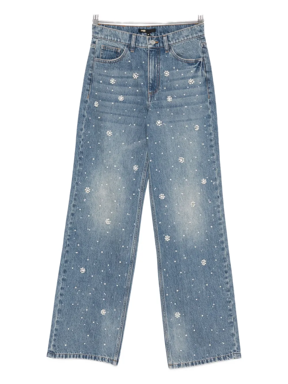 Maje floral-appliqué straight-leg jeans - Blu