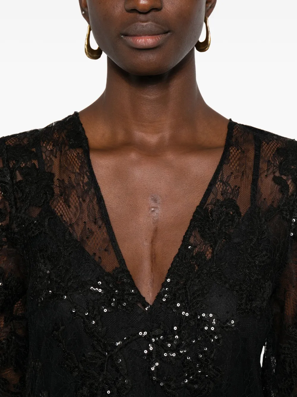 Maje Maxi-jurk verfraaid met pailletten Zwart