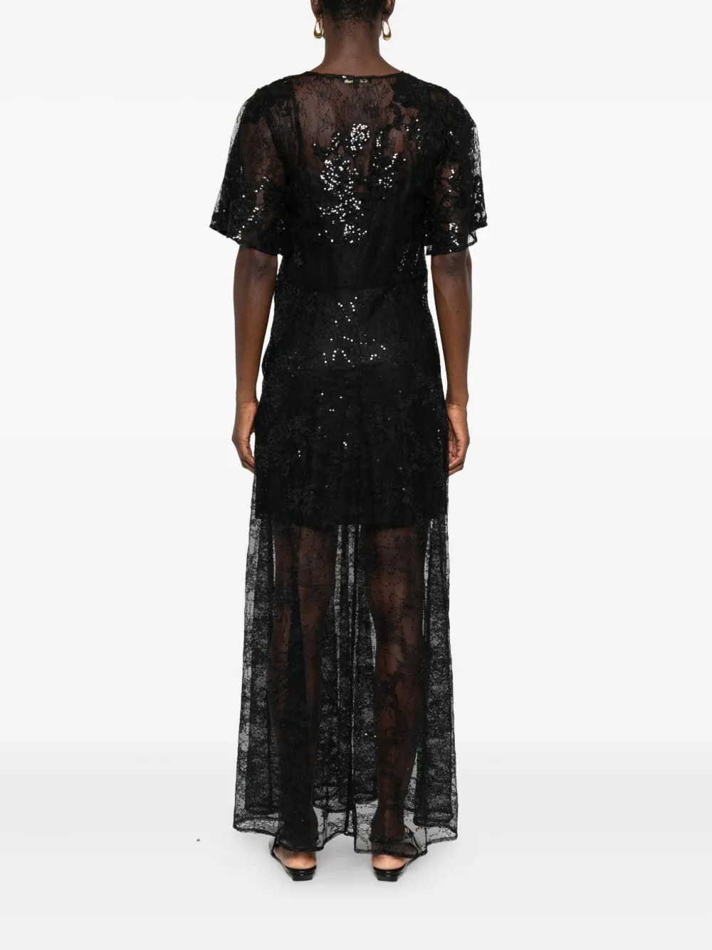 Maje Maxi-jurk verfraaid met pailletten Zwart