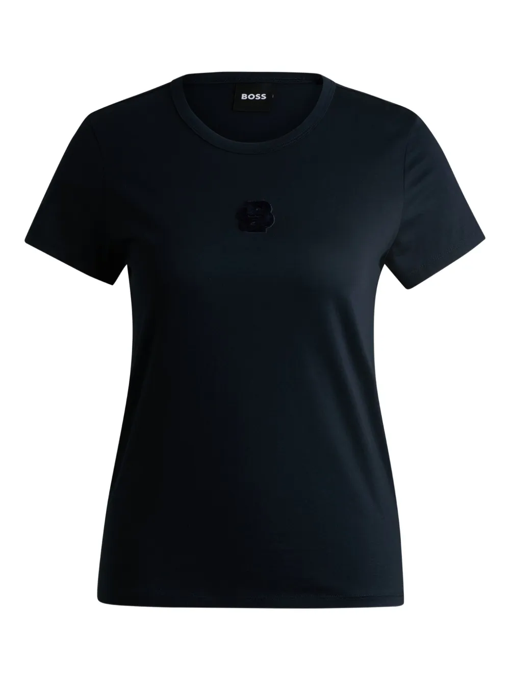BOSS velvet-embellished cotton T-shirt Blauw