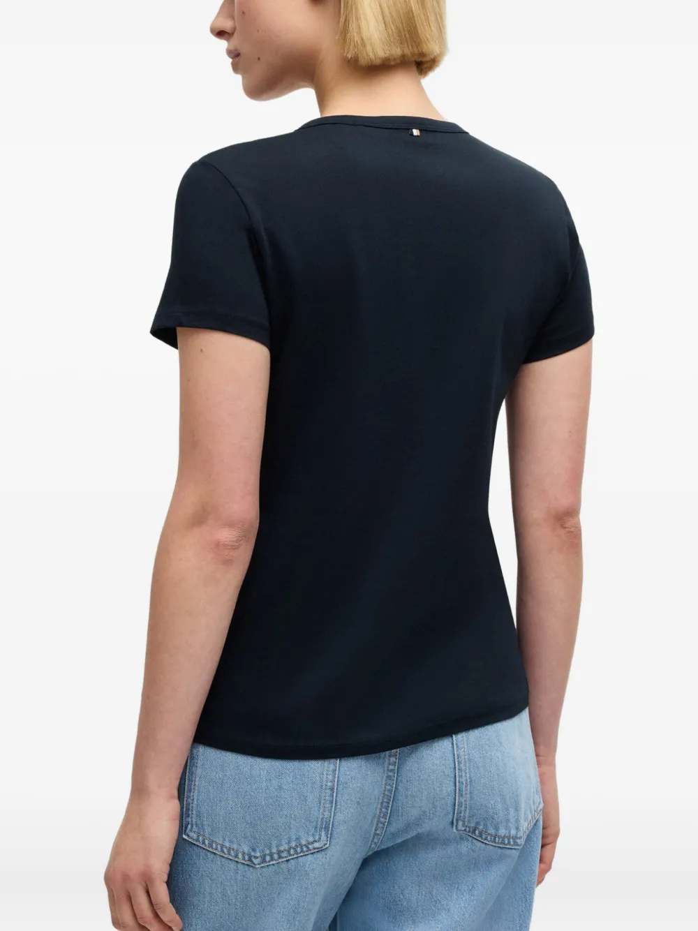 BOSS velvet-embellished cotton T-shirt Blauw