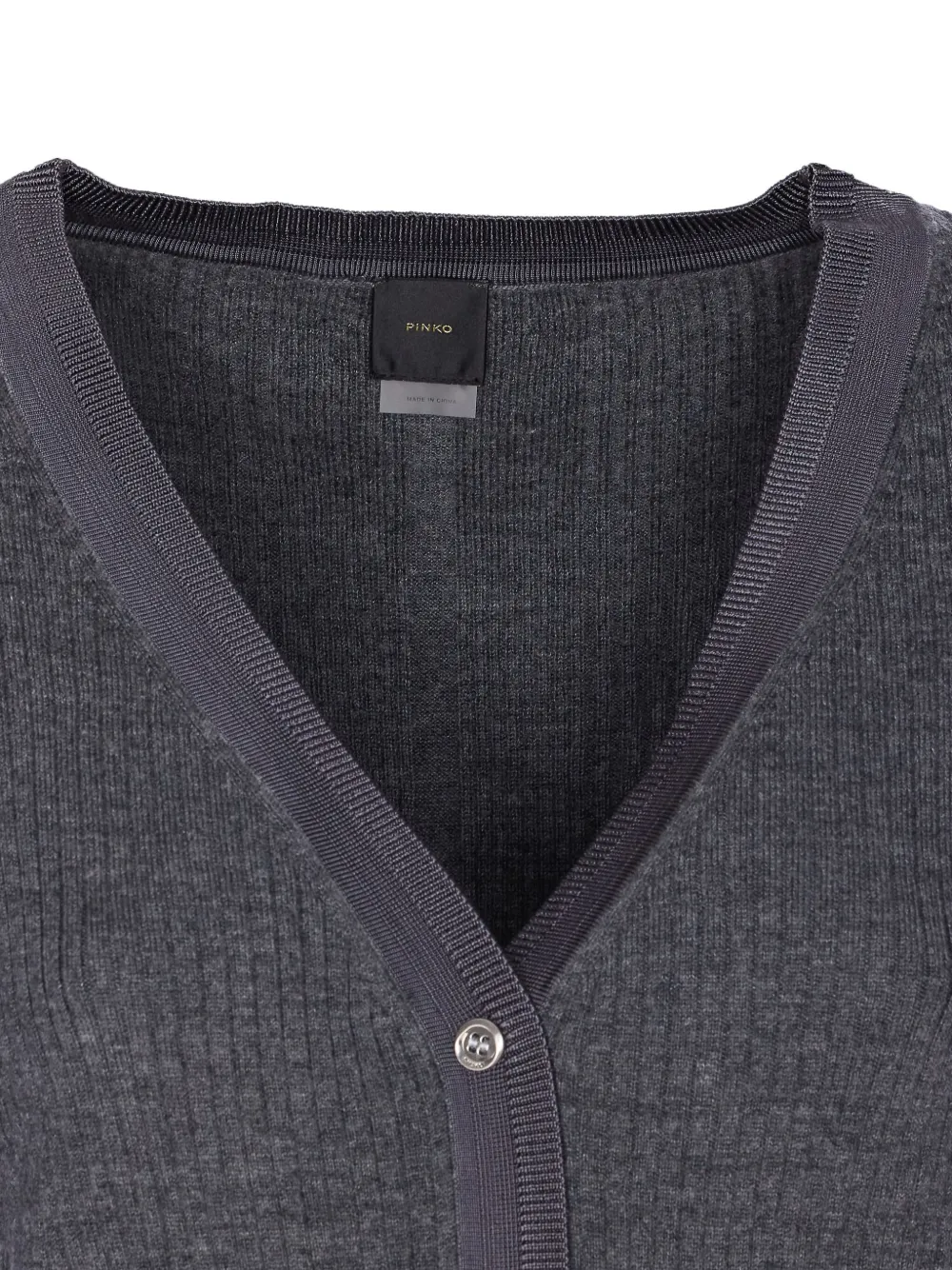 PINKO Geribbeld vest met V-hals Grijs