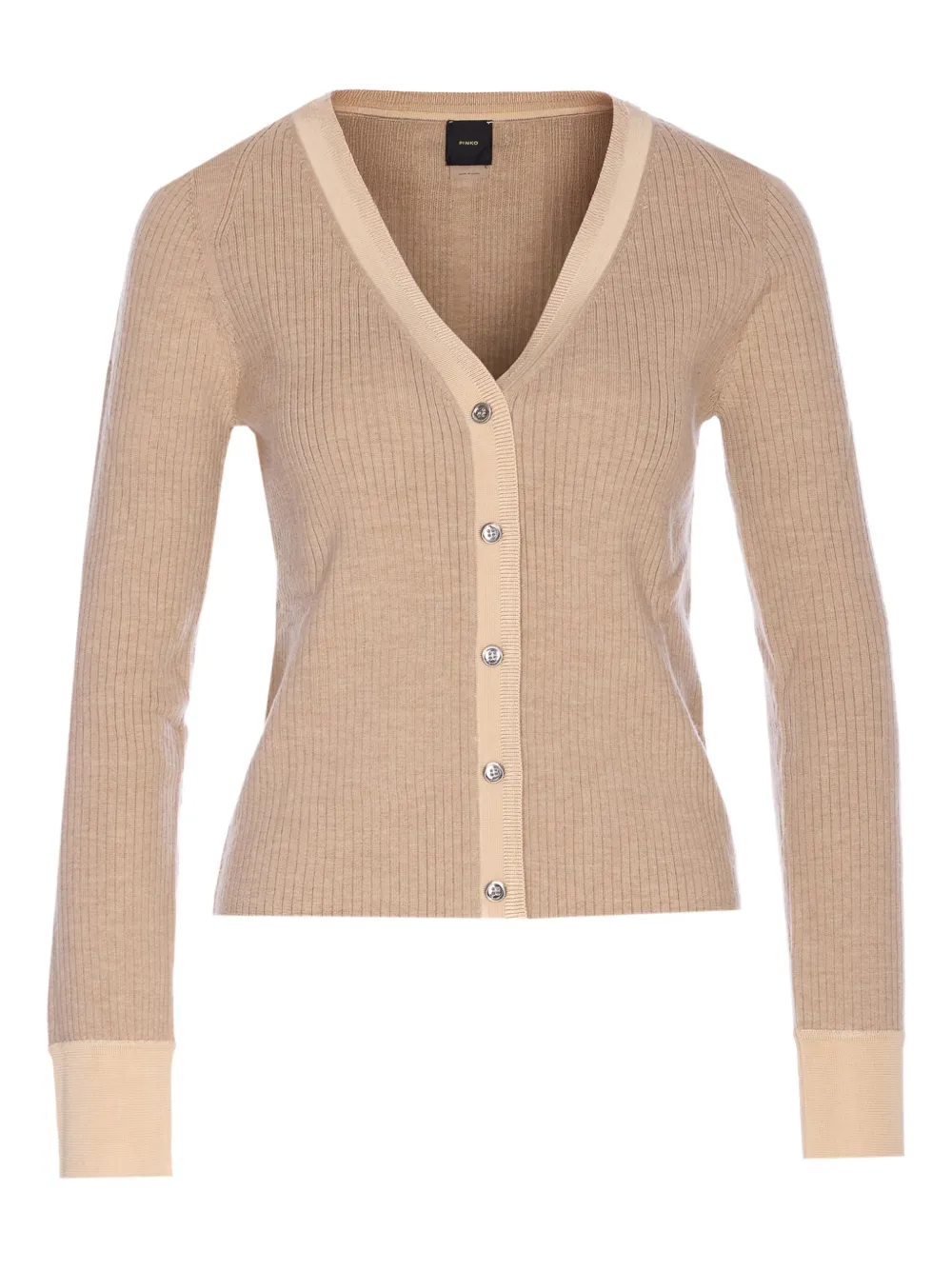 PINKO Geribbeld vest met V-hals Beige