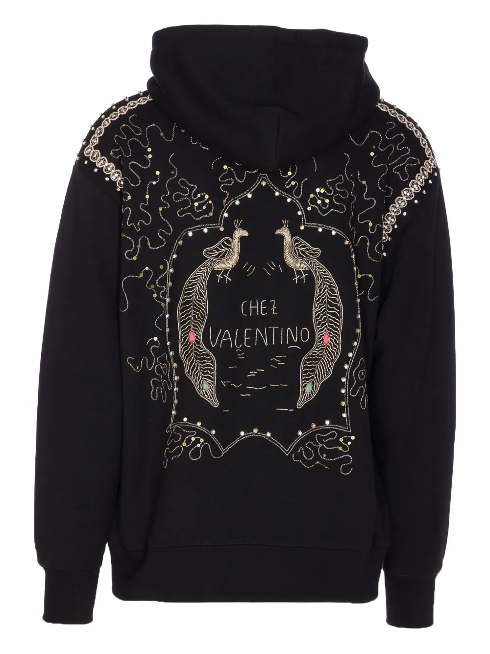 Valentino Garavani Hoodie verfraaid met kristallen Zwart