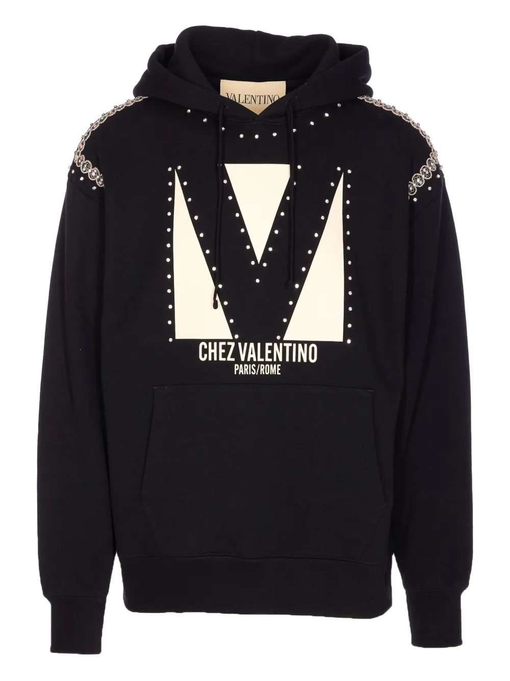 Valentino Garavani Hoodie verfraaid met kristallen Zwart