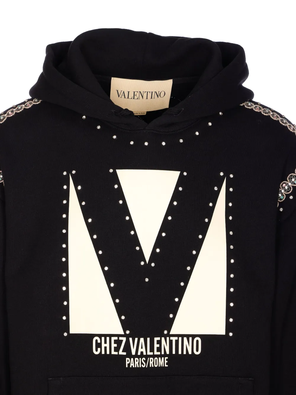 Valentino Garavani Hoodie verfraaid met kristallen Zwart