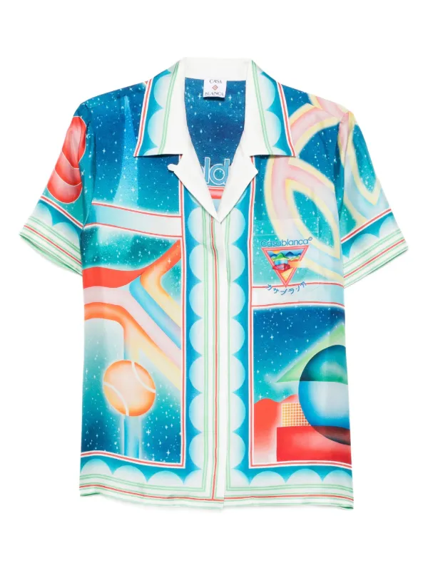 CASABLANCA カサブランカ LS SILK SHIRT PING-PONG CLUB 長袖シャツ M シルク ピンク 古着の販売・通販なら