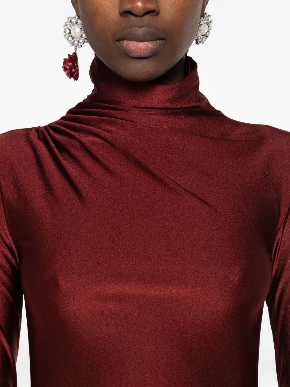 THE ANDAMANE Oleandra gedrapeerde mini-jurk met col Rood