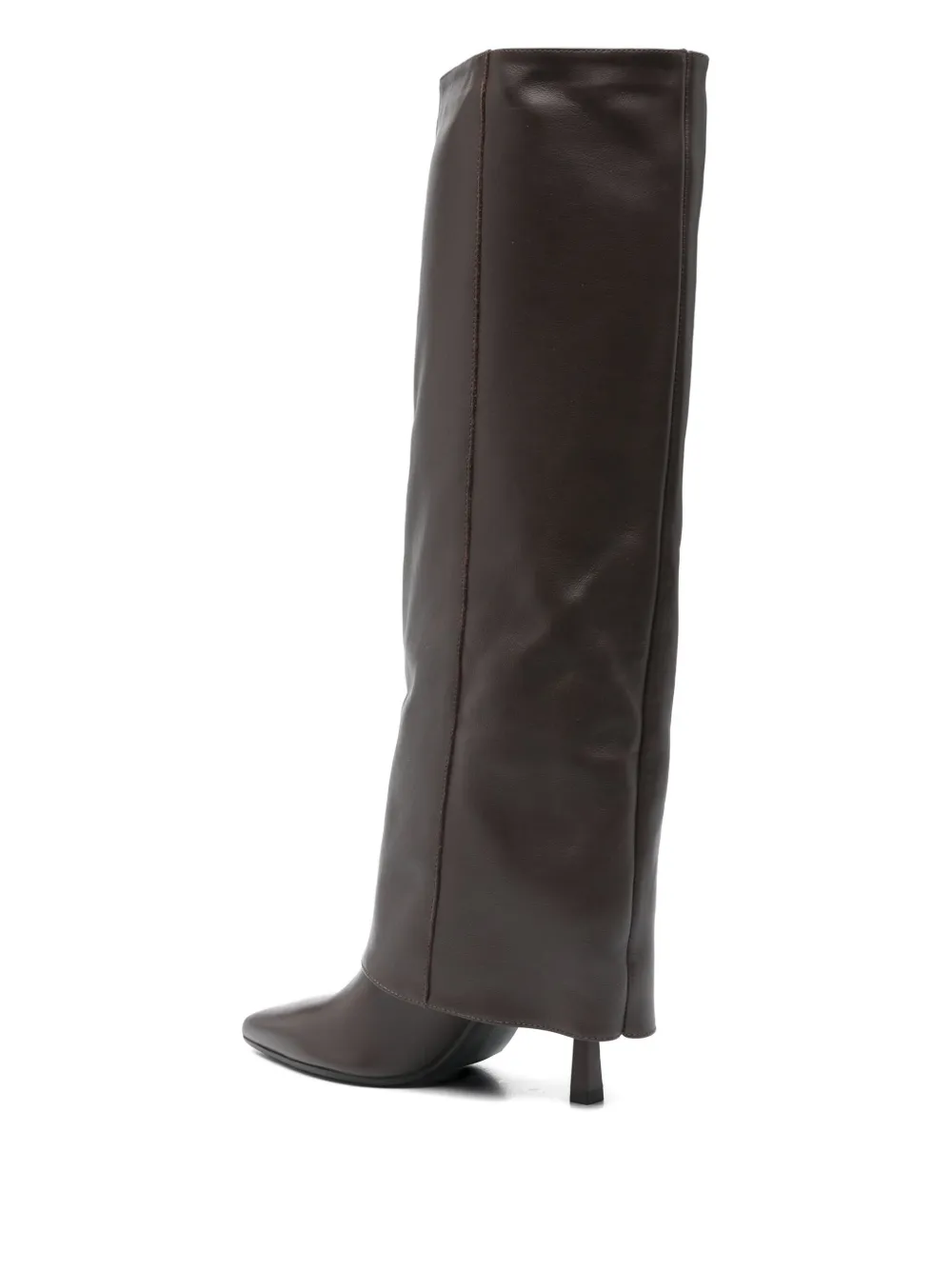 Gisel Moire 90mm leather folded-cuff boots Brown