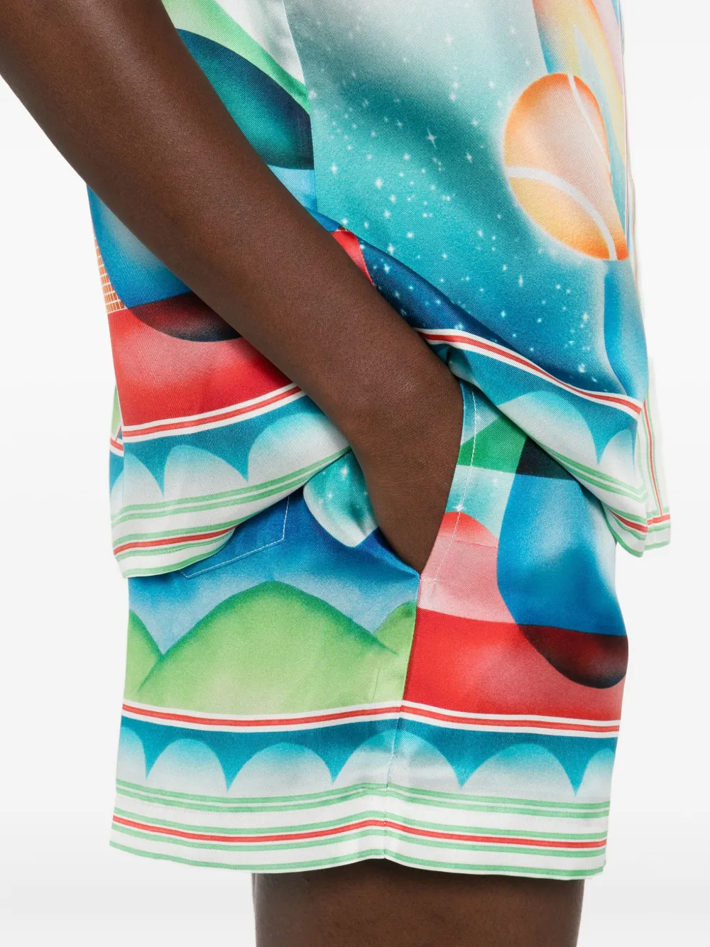 Casablanca Galaxy Court silk shorts Blauw