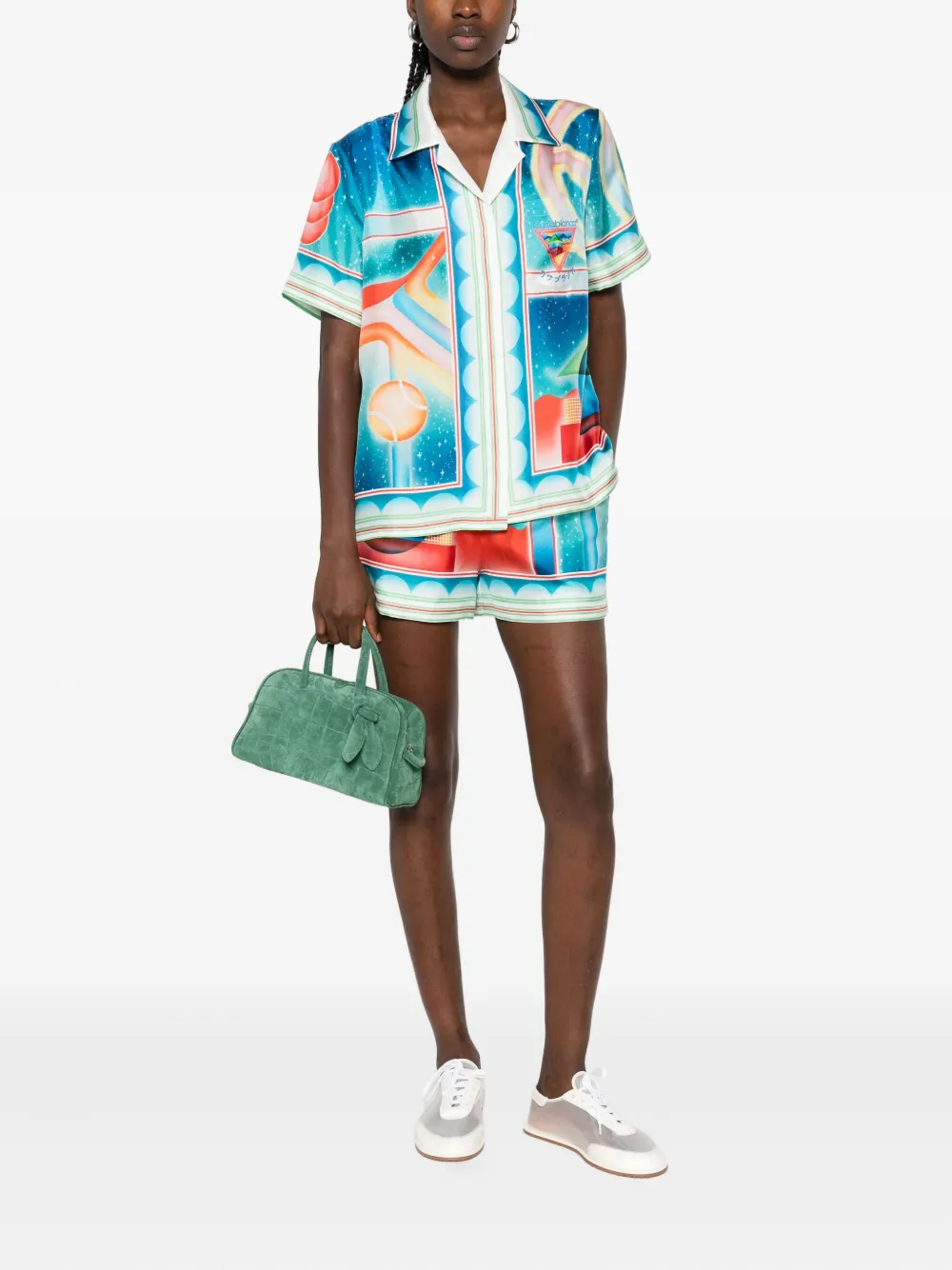 Casablanca Galaxy Court silk shorts Blauw