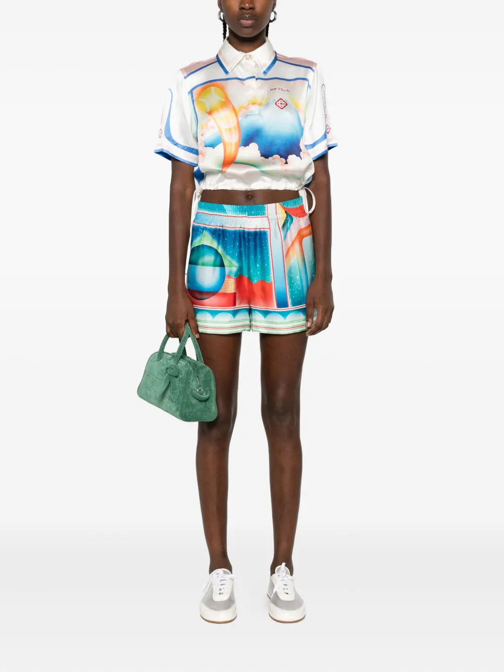 Casablanca printed silk top - Wit