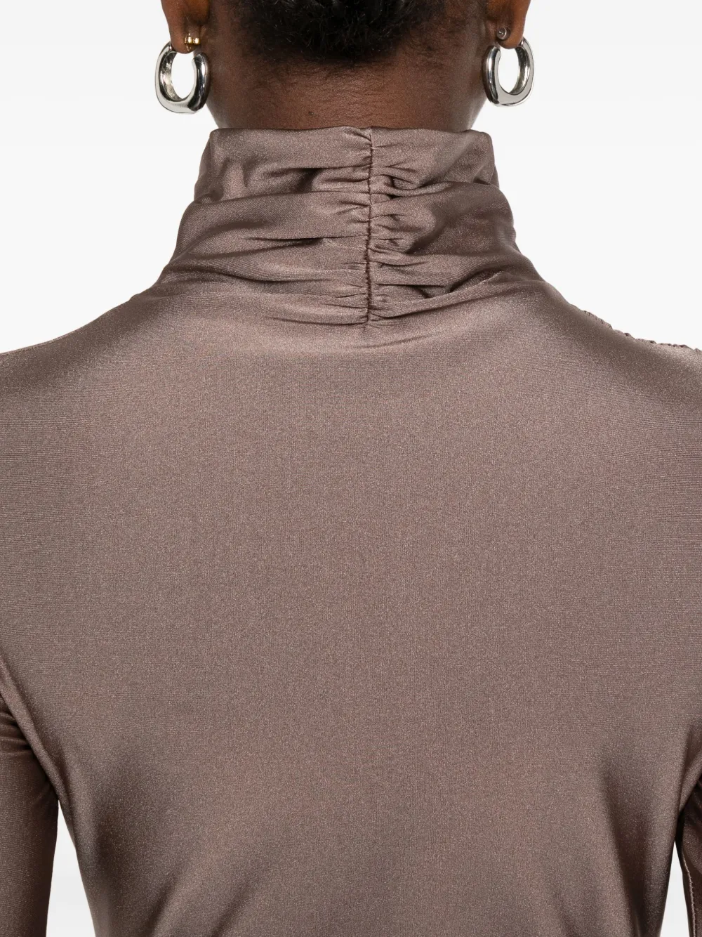 THE ANDAMANE Oleandra mini-jurk met hoge hals en ruches Grijs