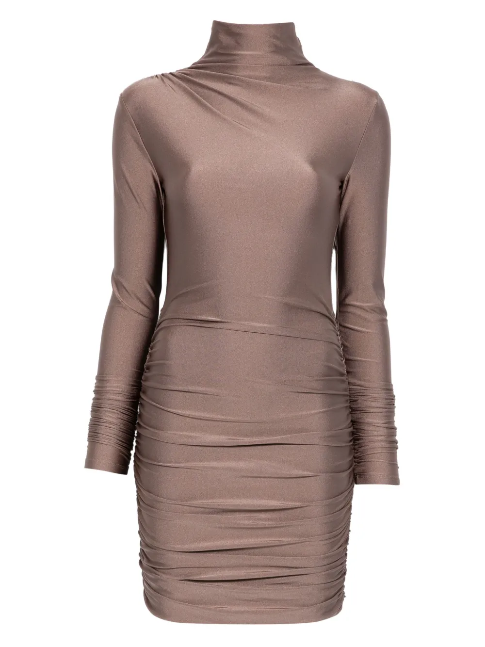 THE ANDAMANE Oleandra mini-jurk met hoge hals en ruches Grijs
