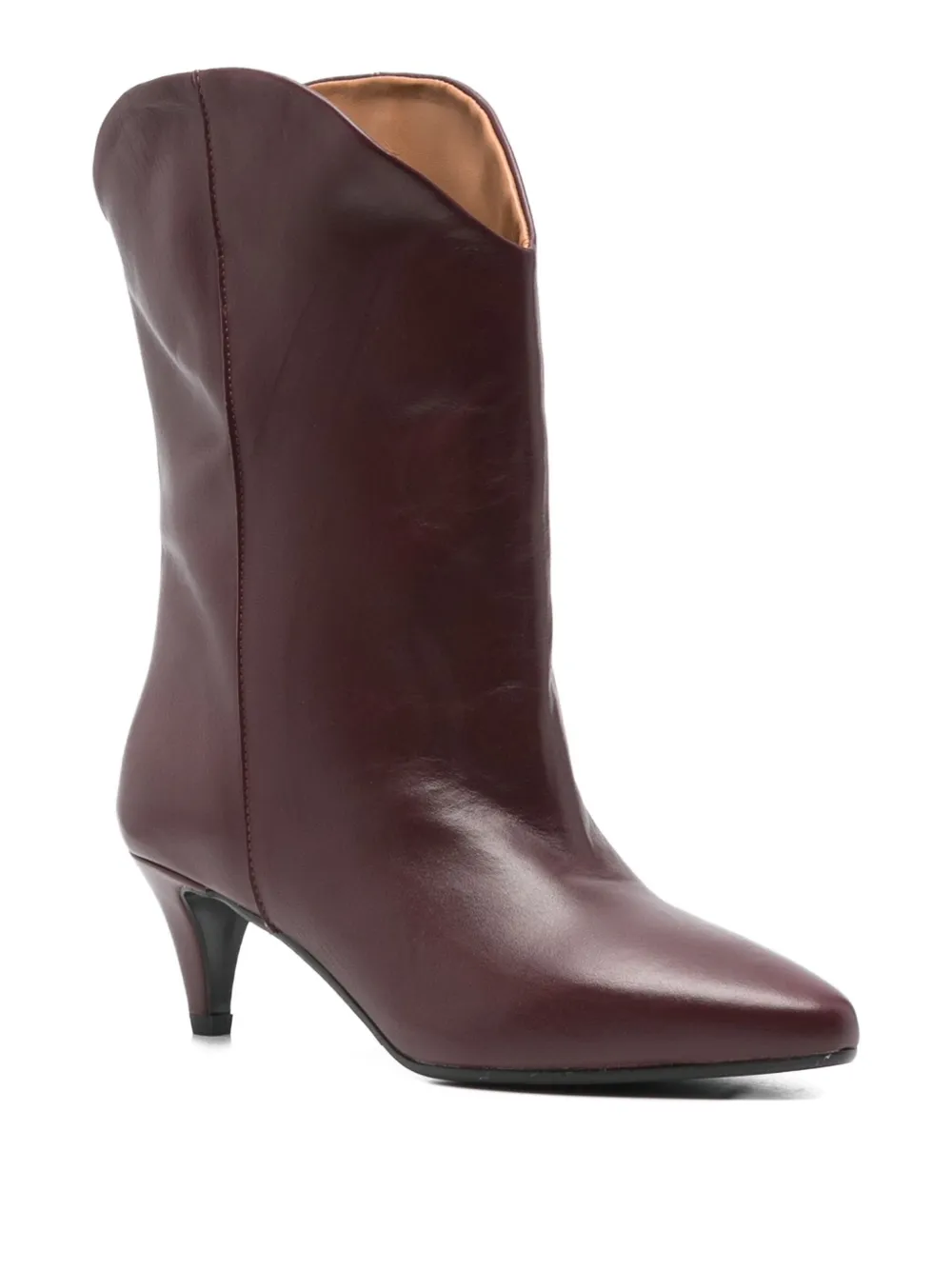 Gisel Moire 60mm pointed-toe leather boots Red