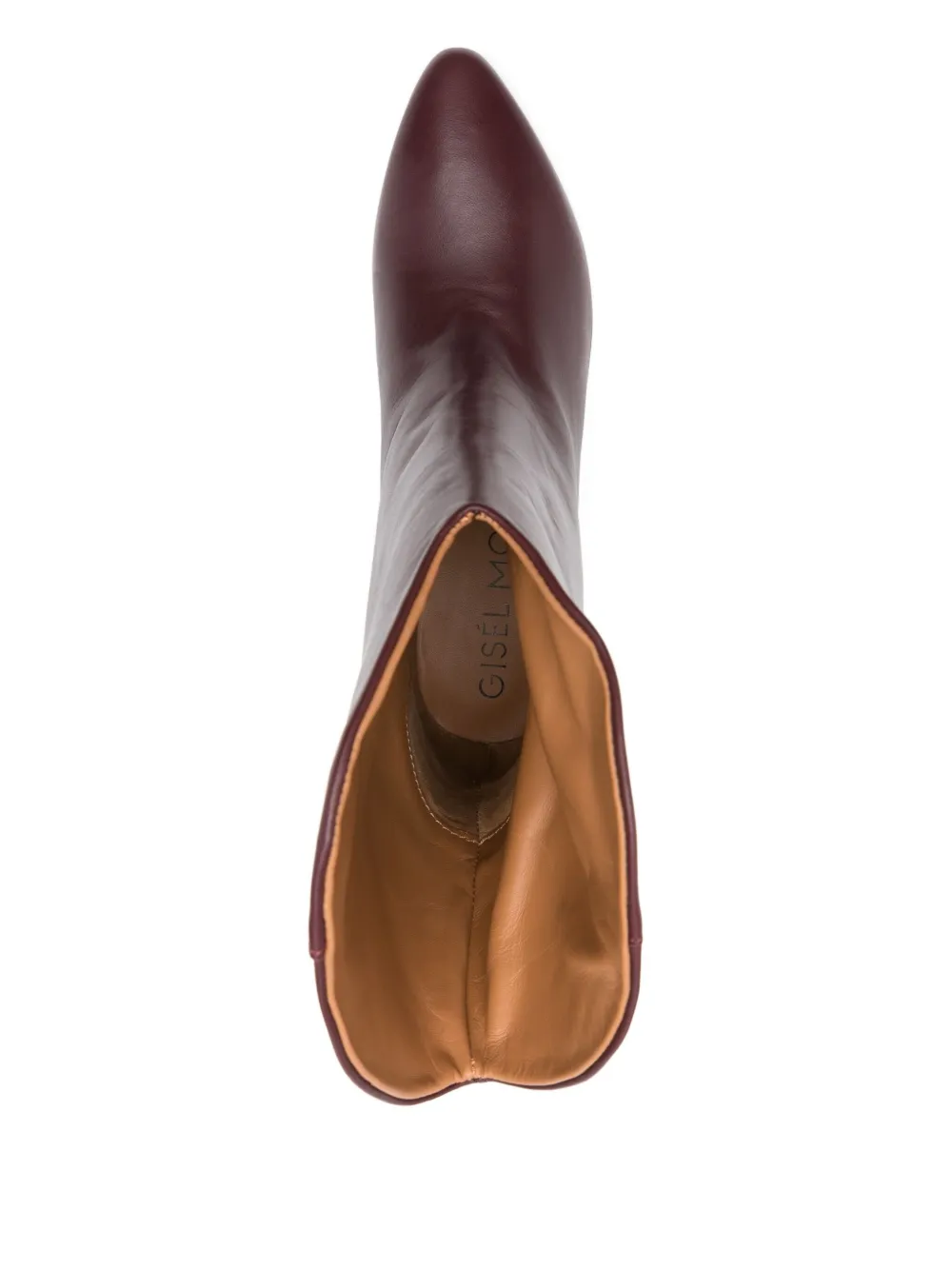 Gisel Moire 60mm pointed-toe leather boots Red