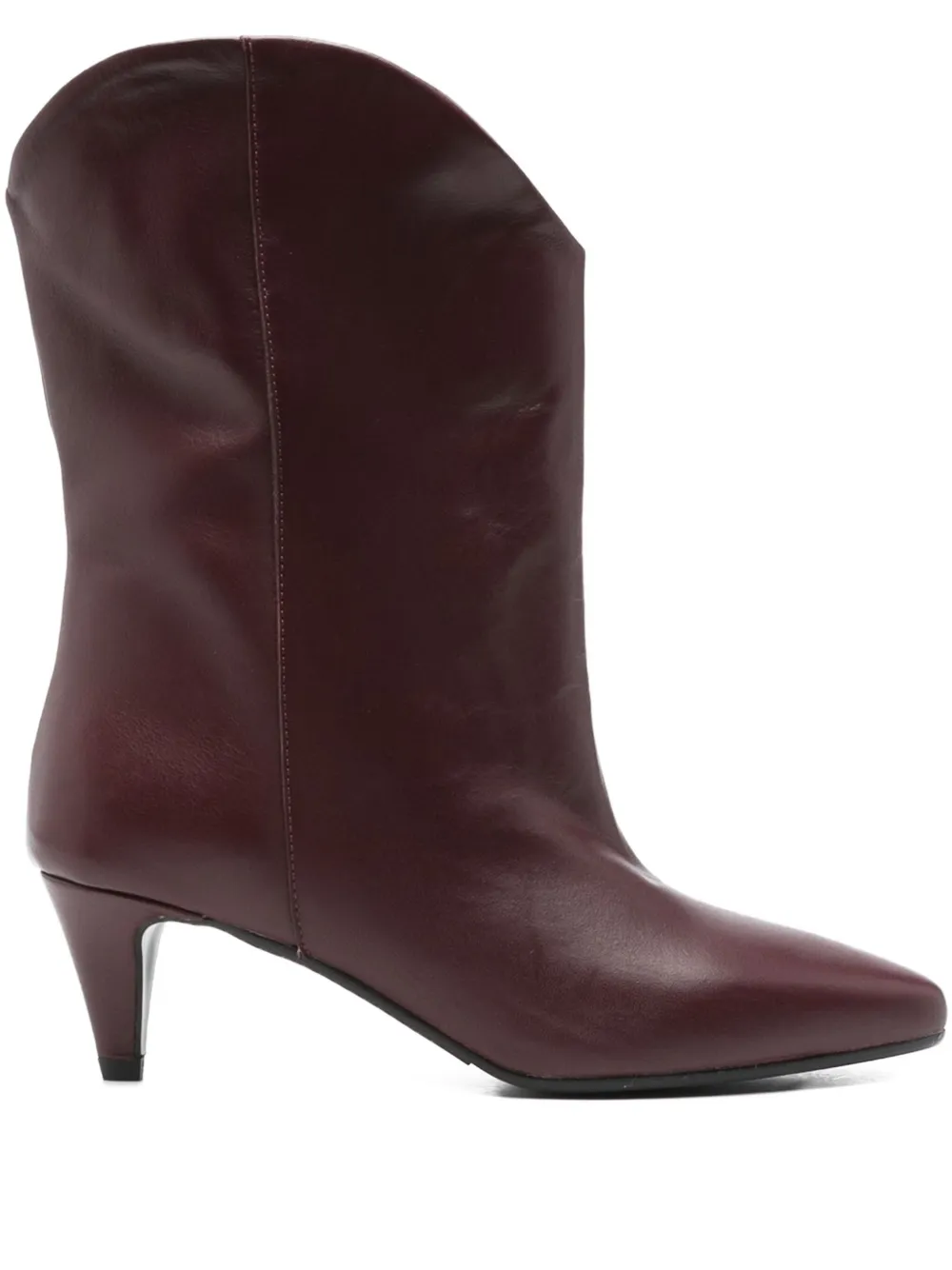 Gisel Moire 60mm pointed-toe leather boots Red
