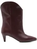 Gisel Moire 60mm pointed-toe leather boots - Red