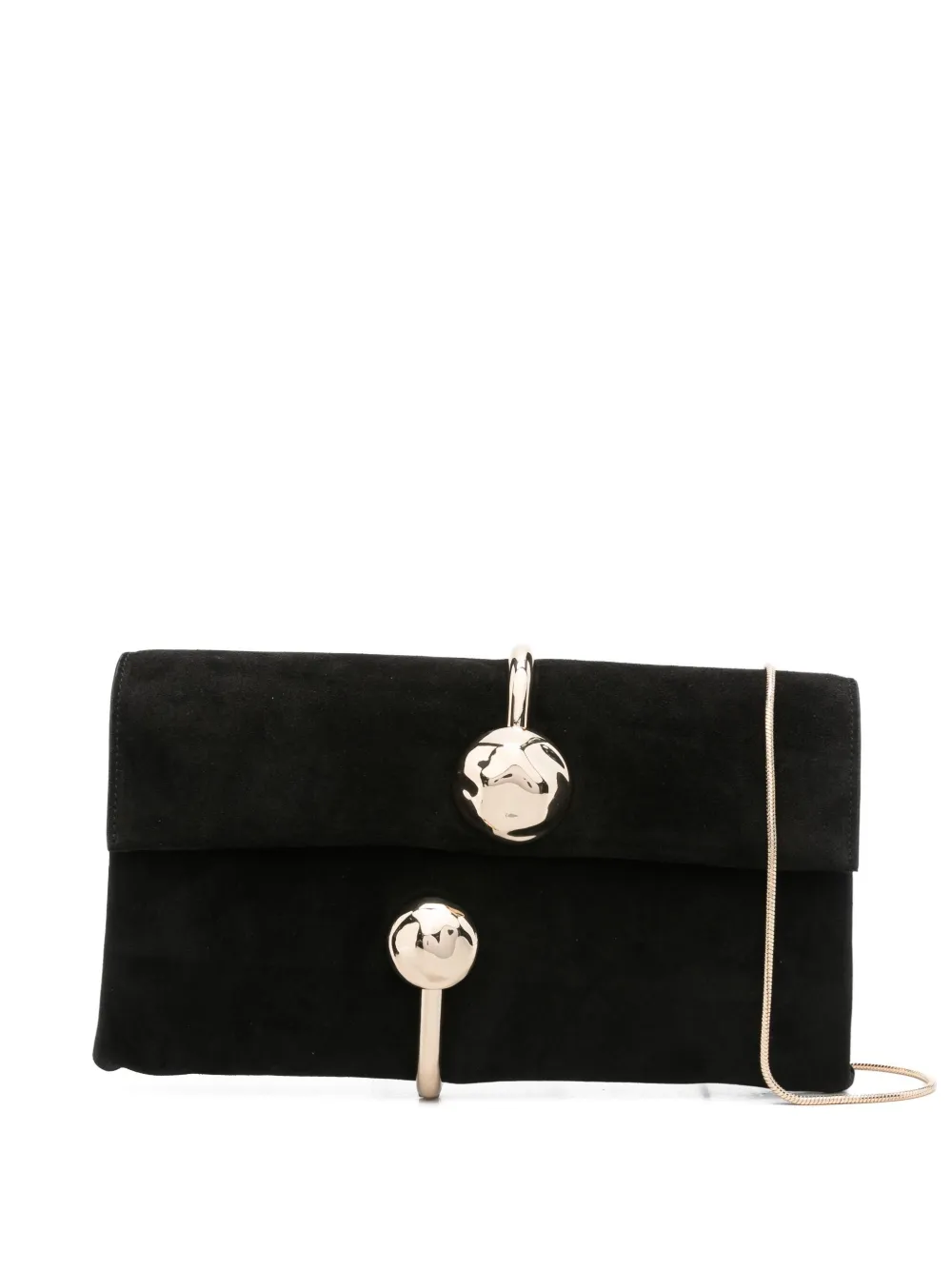 metallic-sphere suede clutch