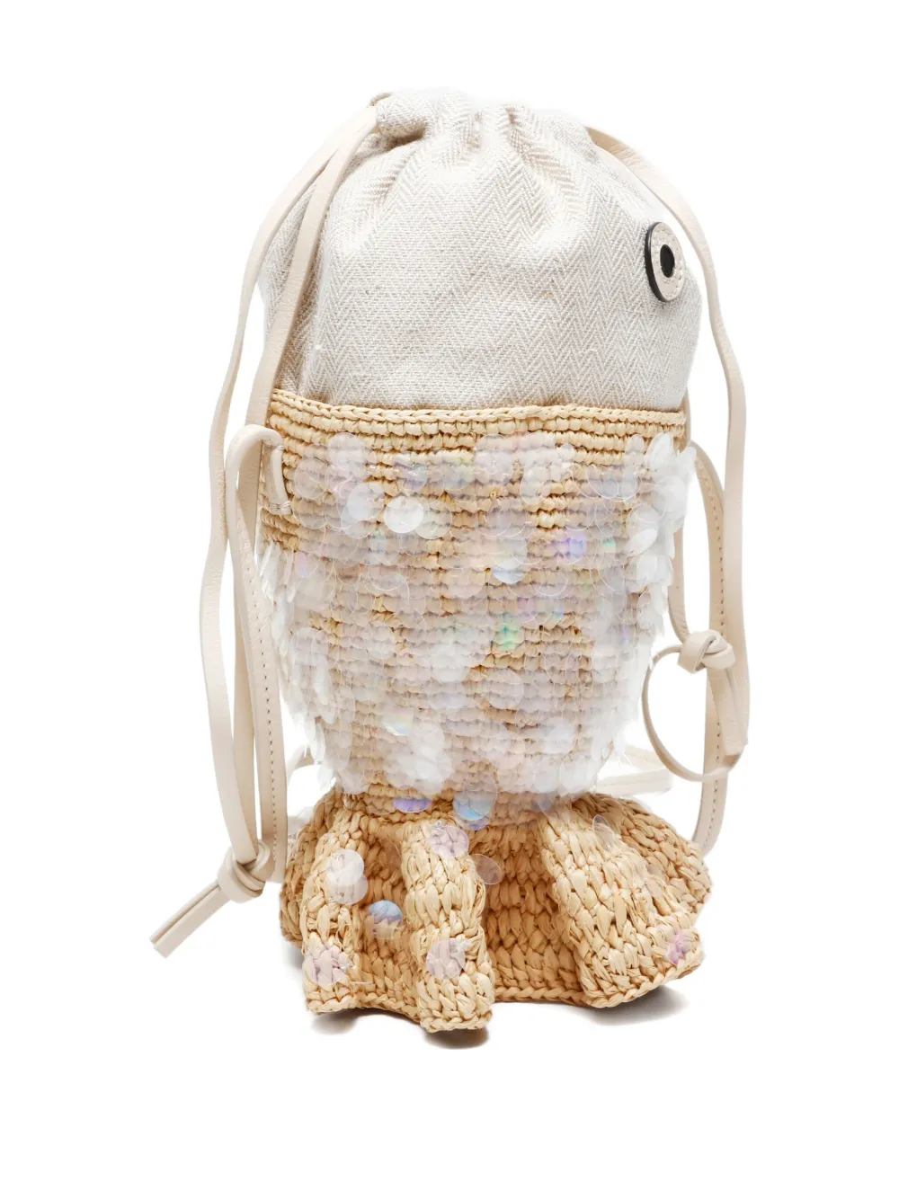 Pre-owned Loewe X Paula's Ibiza 2023 Sequin-embellished Bucket Bag In Neutral