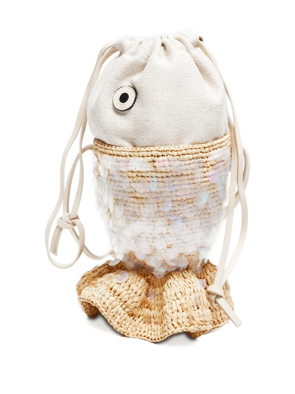Pre-owned Loewe X Paula's Ibiza 2023 Sequin-embellished Bucket Bag In Neutral