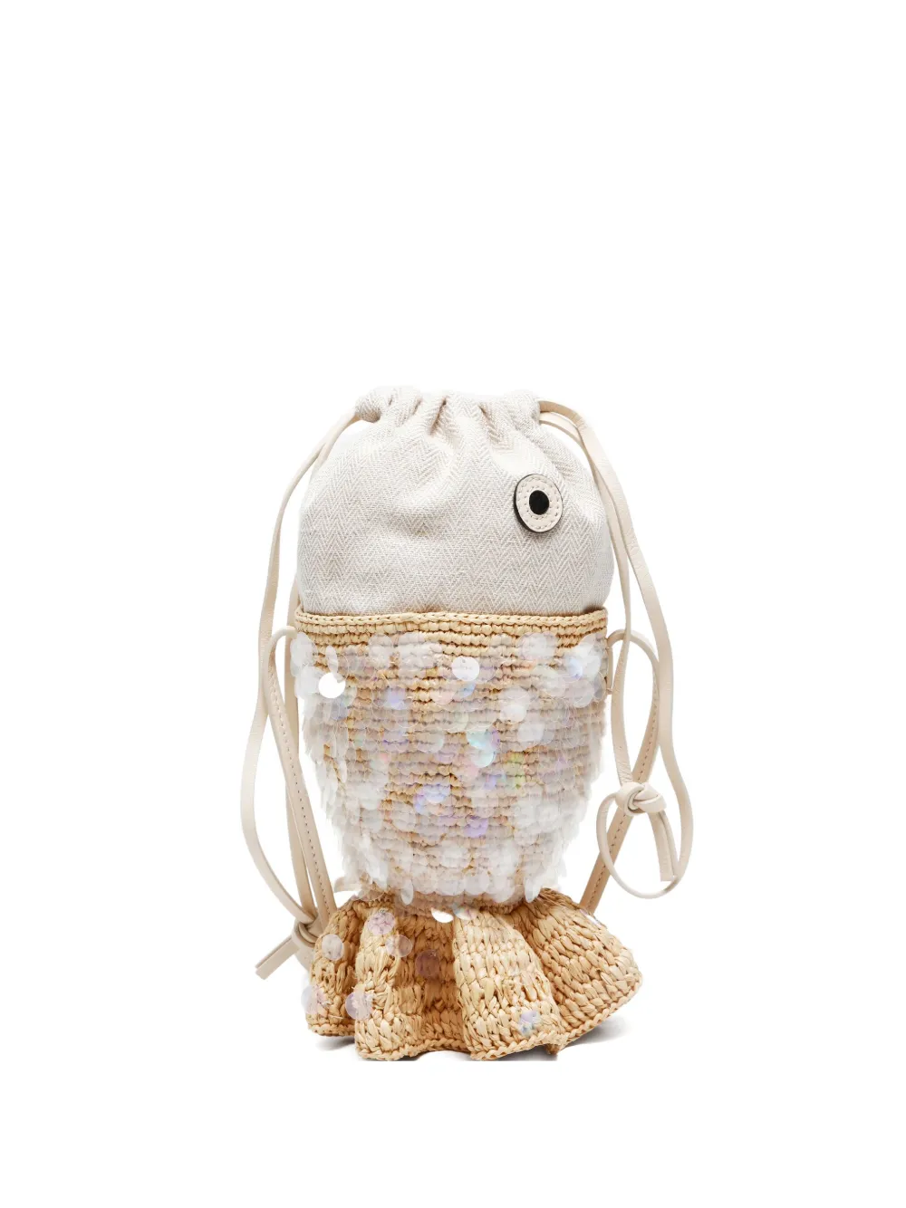 Pre-owned Loewe X Paula's Ibiza 2023 Sequin-embellished Bucket Bag In Neutral