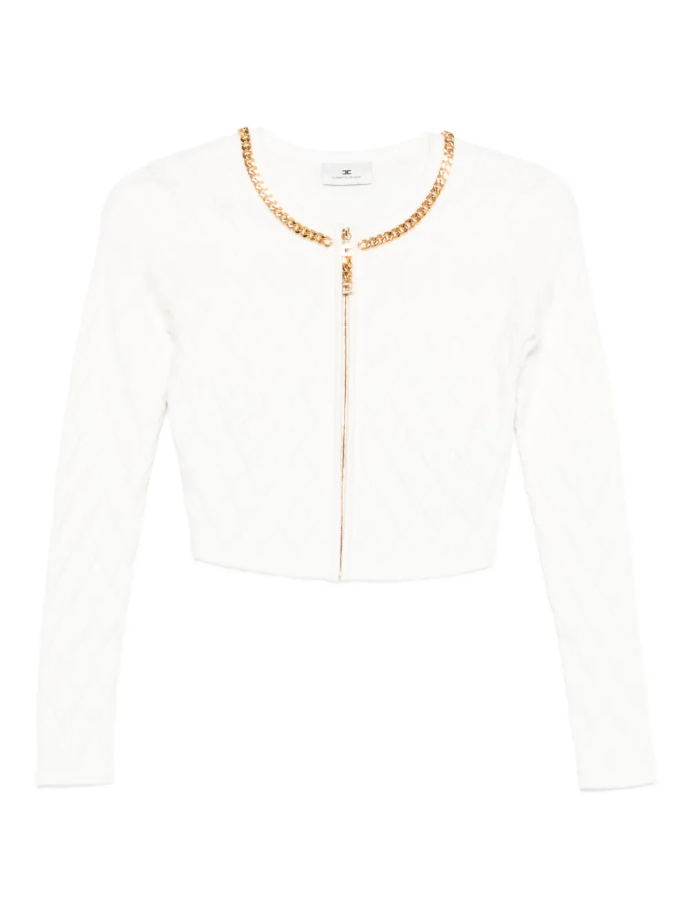 chain-trim diamond-pattern cardigan