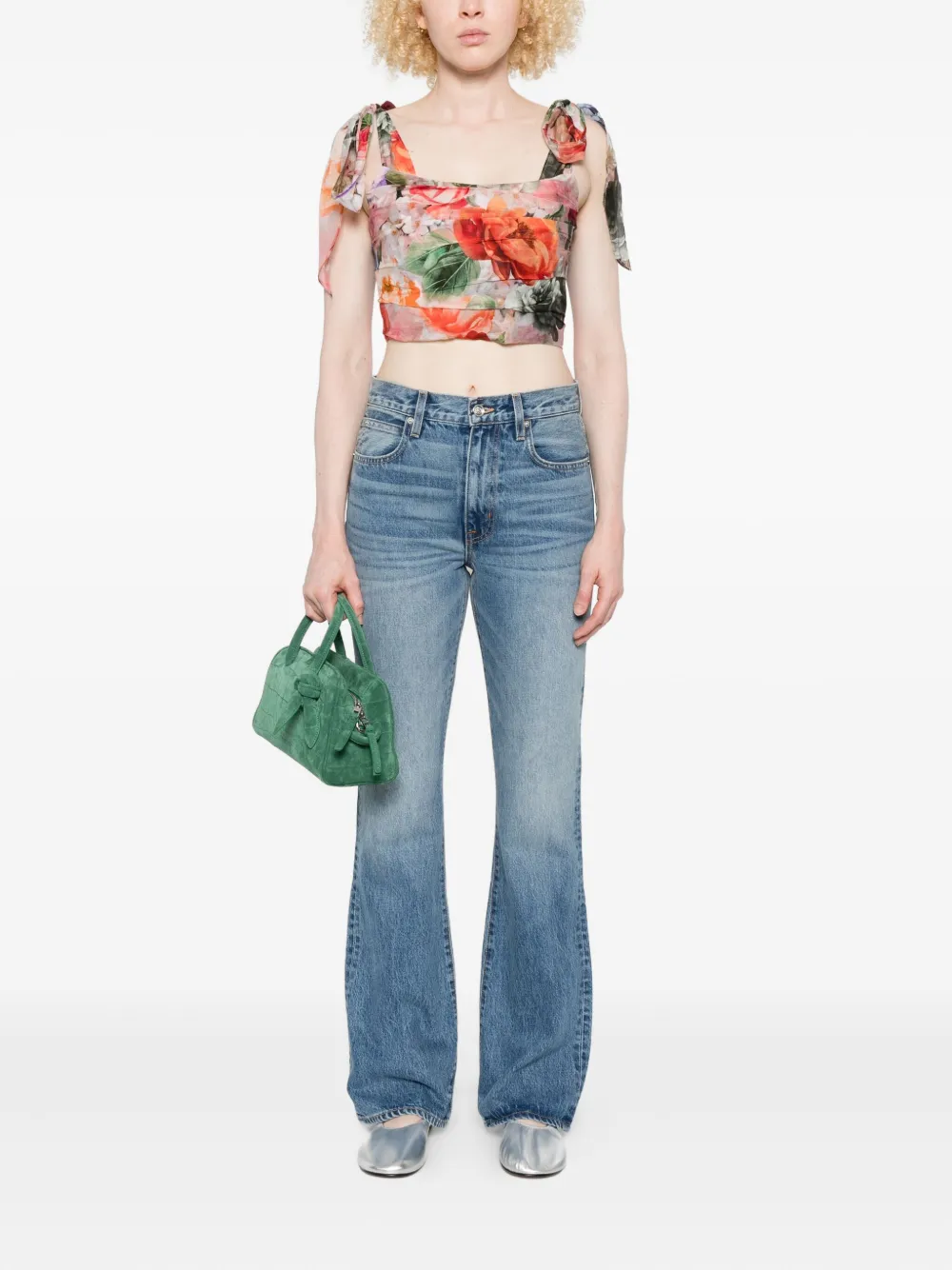 Alice + olivia floral-print tie-details blouse - Beige