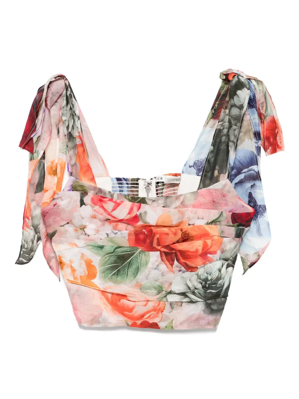floral-print tie-details blouse