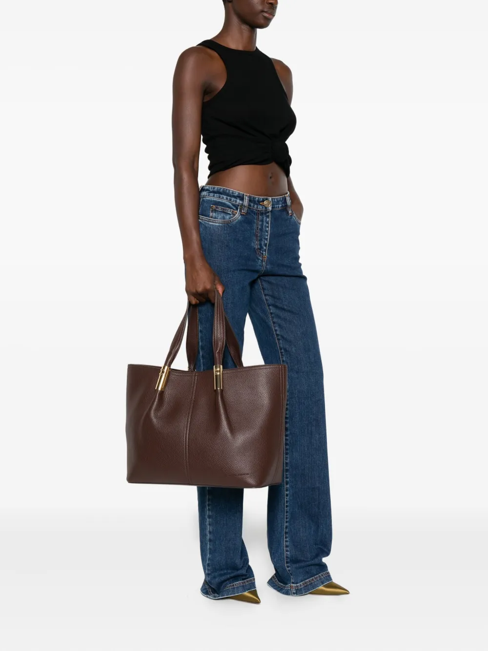 Elisabetta Franchi clasp-detail tote bag - Bruin