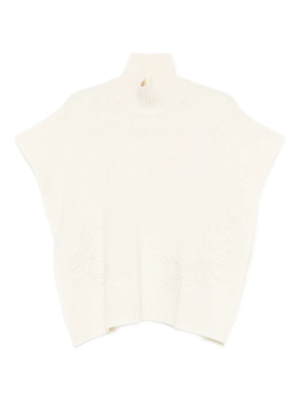 ERMANNO FIRENZE floral-embroidered high-neck sweater Beige