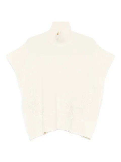 ERMANNO FIRENZE  floral-embroidered high-neck sweater