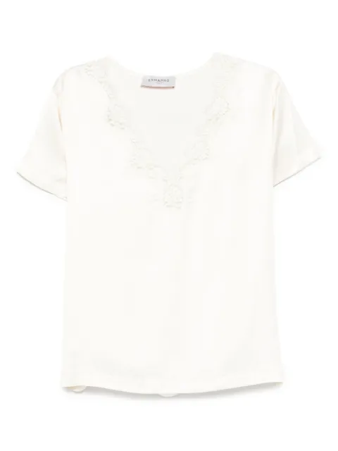 ERMANNO FIRENZE  lace-trimmed V-neck top