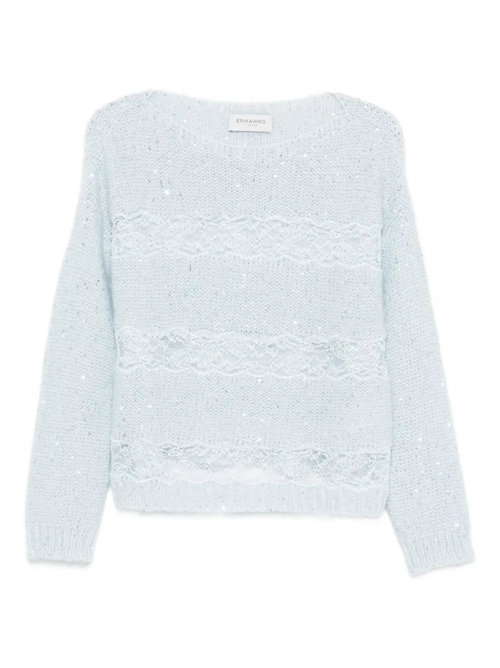sequin lace-insert sweater