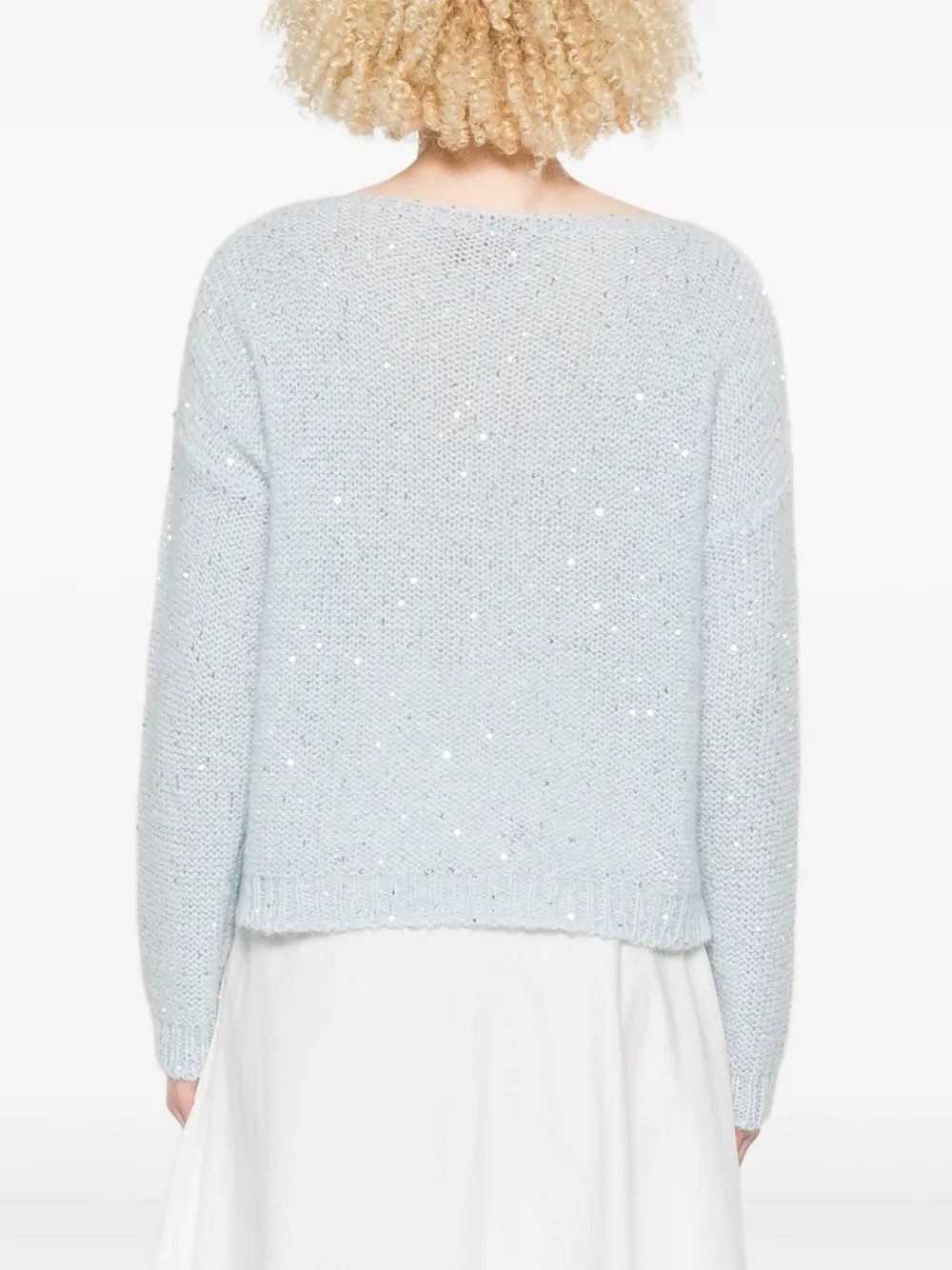 ERMANNO FIRENZE Trui met kant en pailletten Blauw