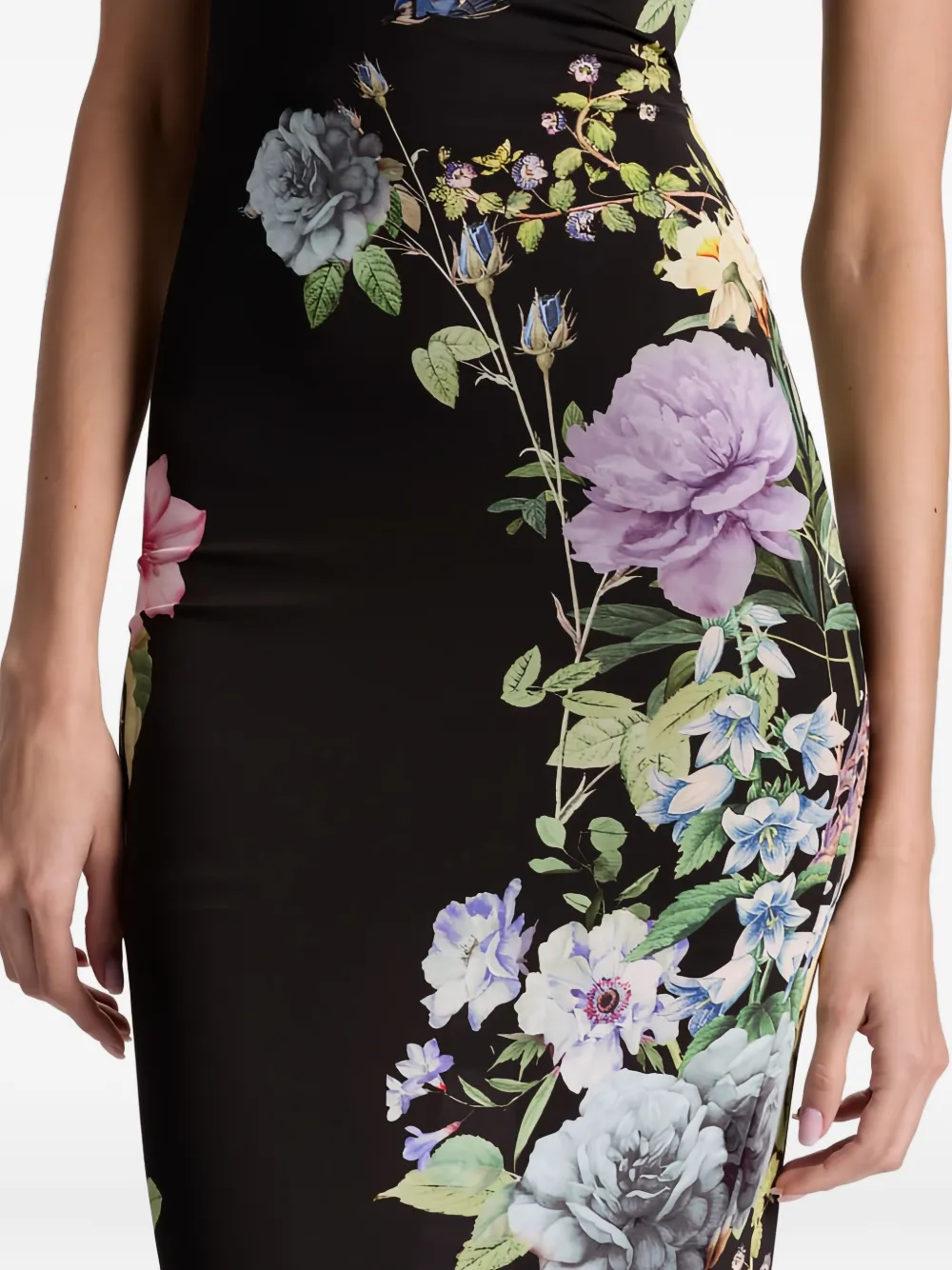 Alice And Olivia Floral-print Spaghetti-strap Maxi Dress In Black