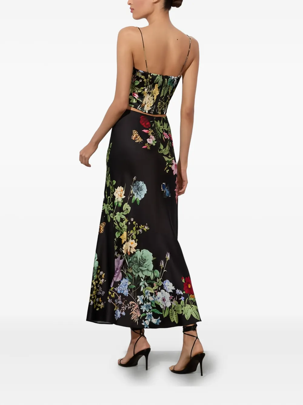Alice And Olivia Saylor Bustier Floral Cami In Black