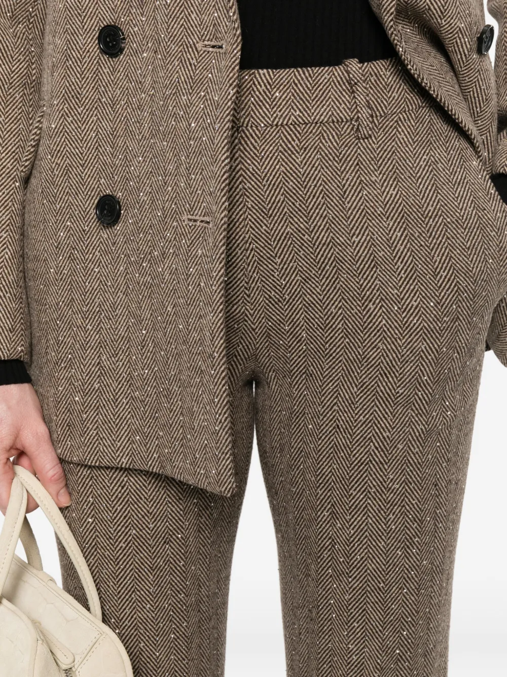 ERMANNO FIRENZE Broek met visgraat patroon Bruin
