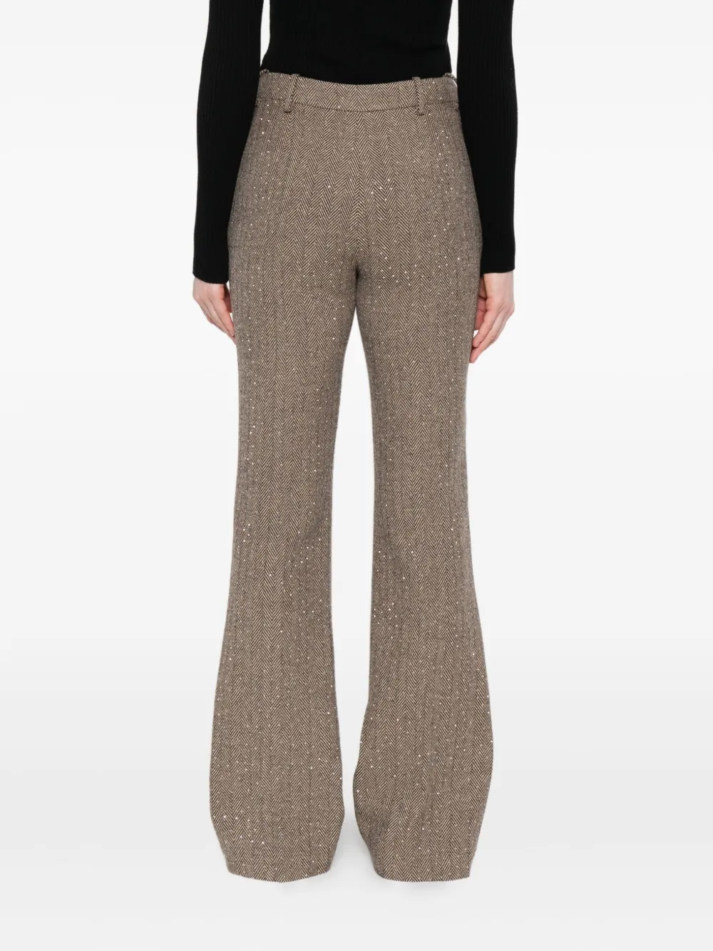 ERMANNO FIRENZE Broek met visgraat patroon Bruin