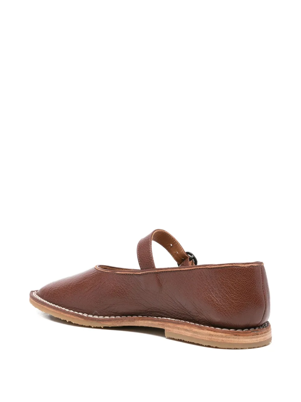 Hereu Brava buckle-strap leather flat pumps Brown