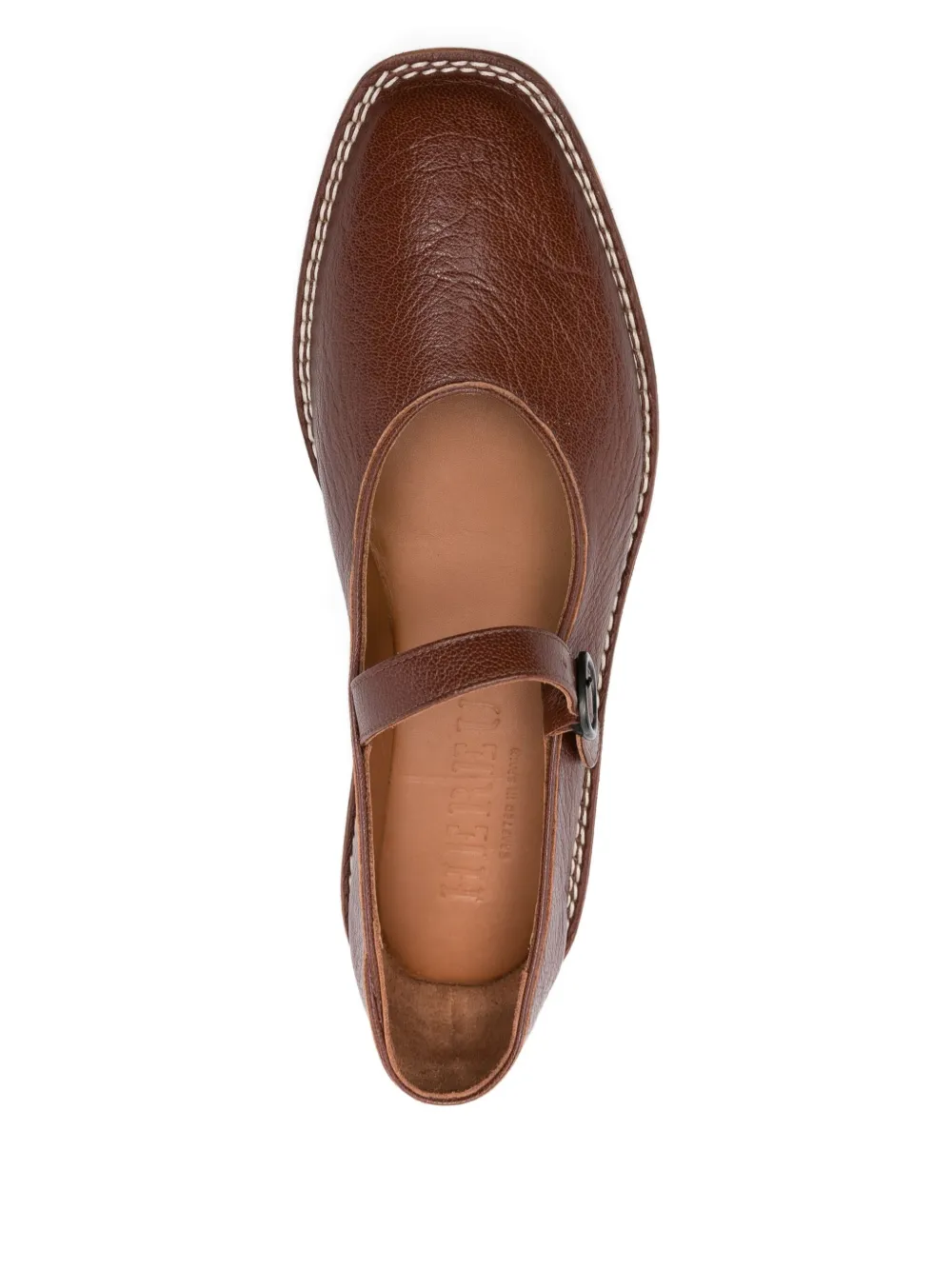 Hereu Brava buckle-strap leather flat pumps Brown