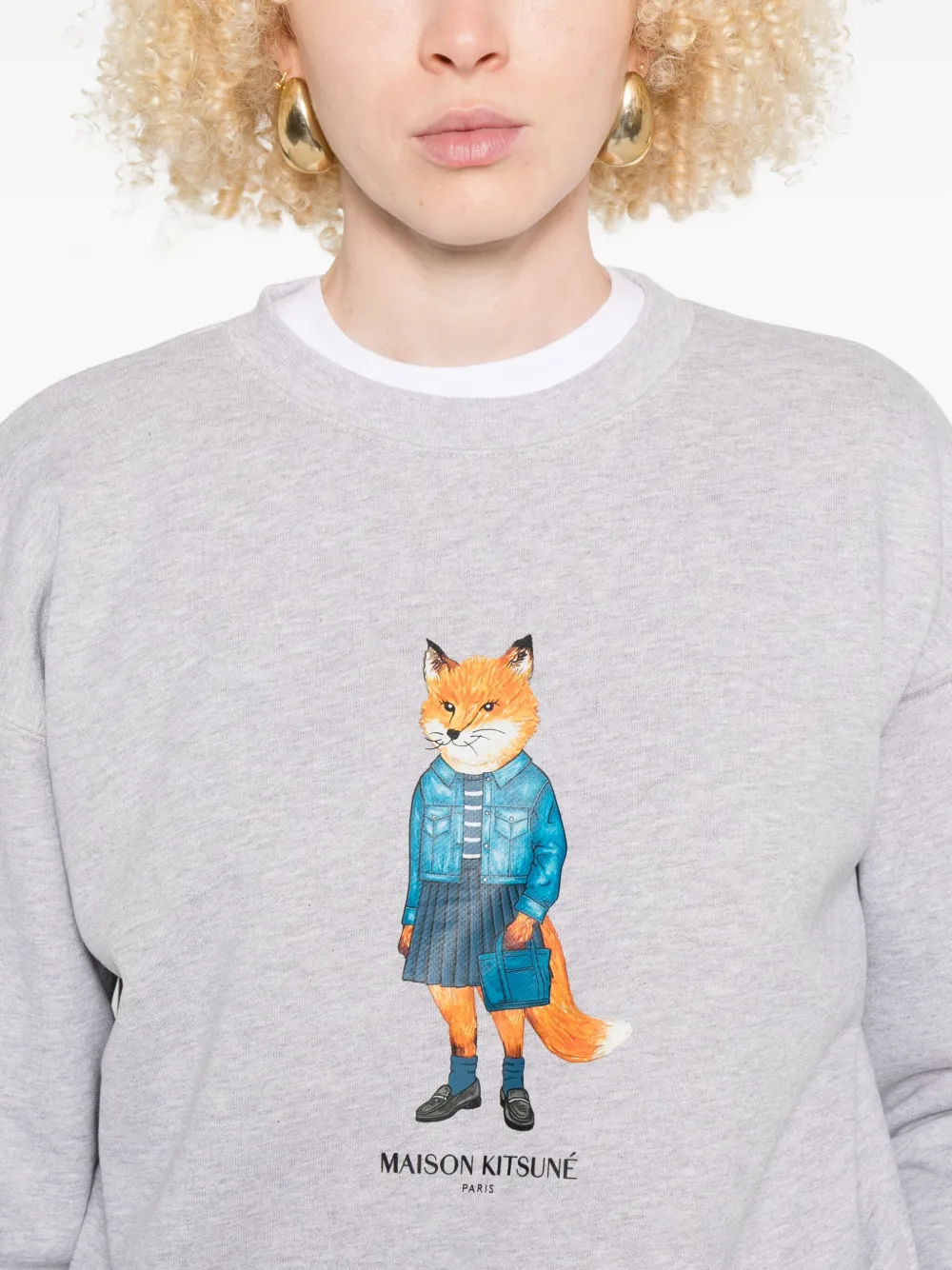 Maison Kitsuné Sweater met print Grijs