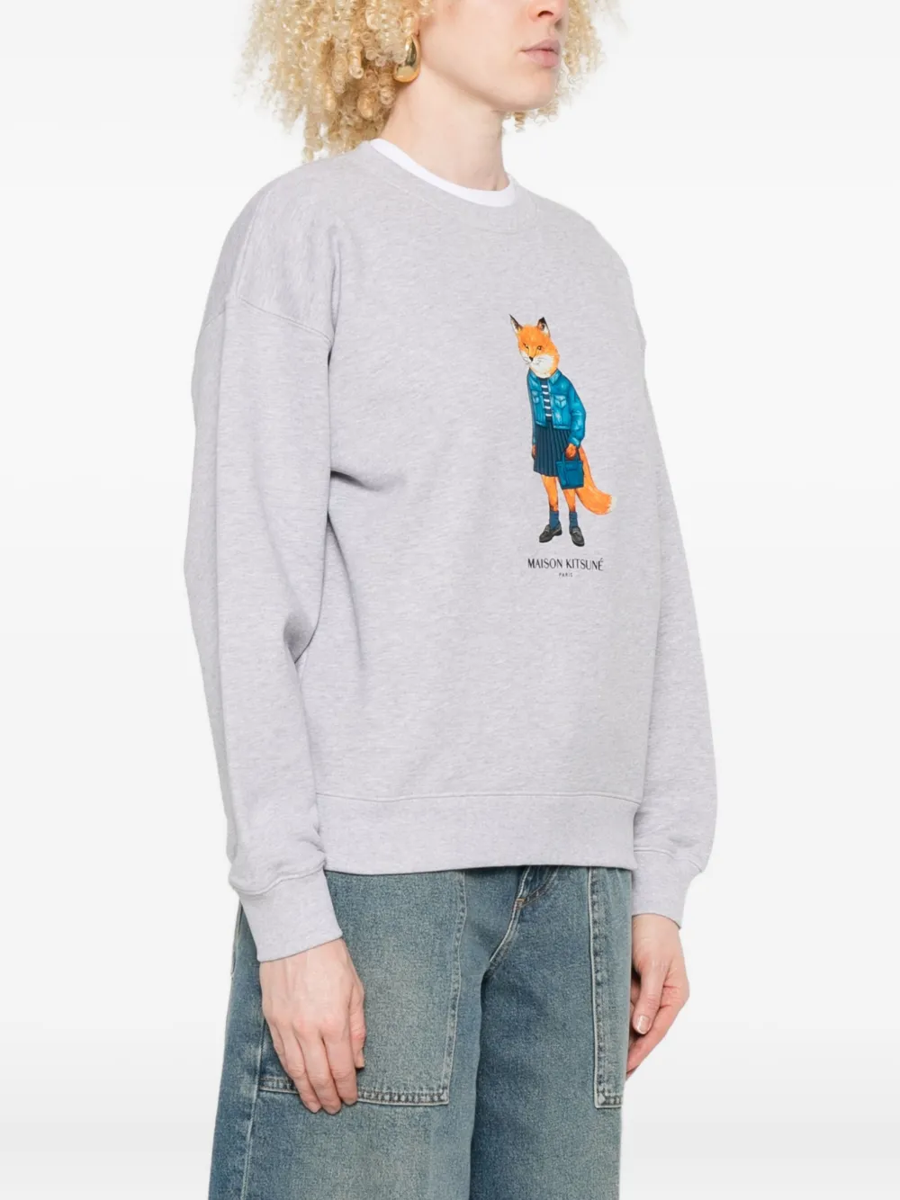 Maison Kitsuné Sweater met print Grijs